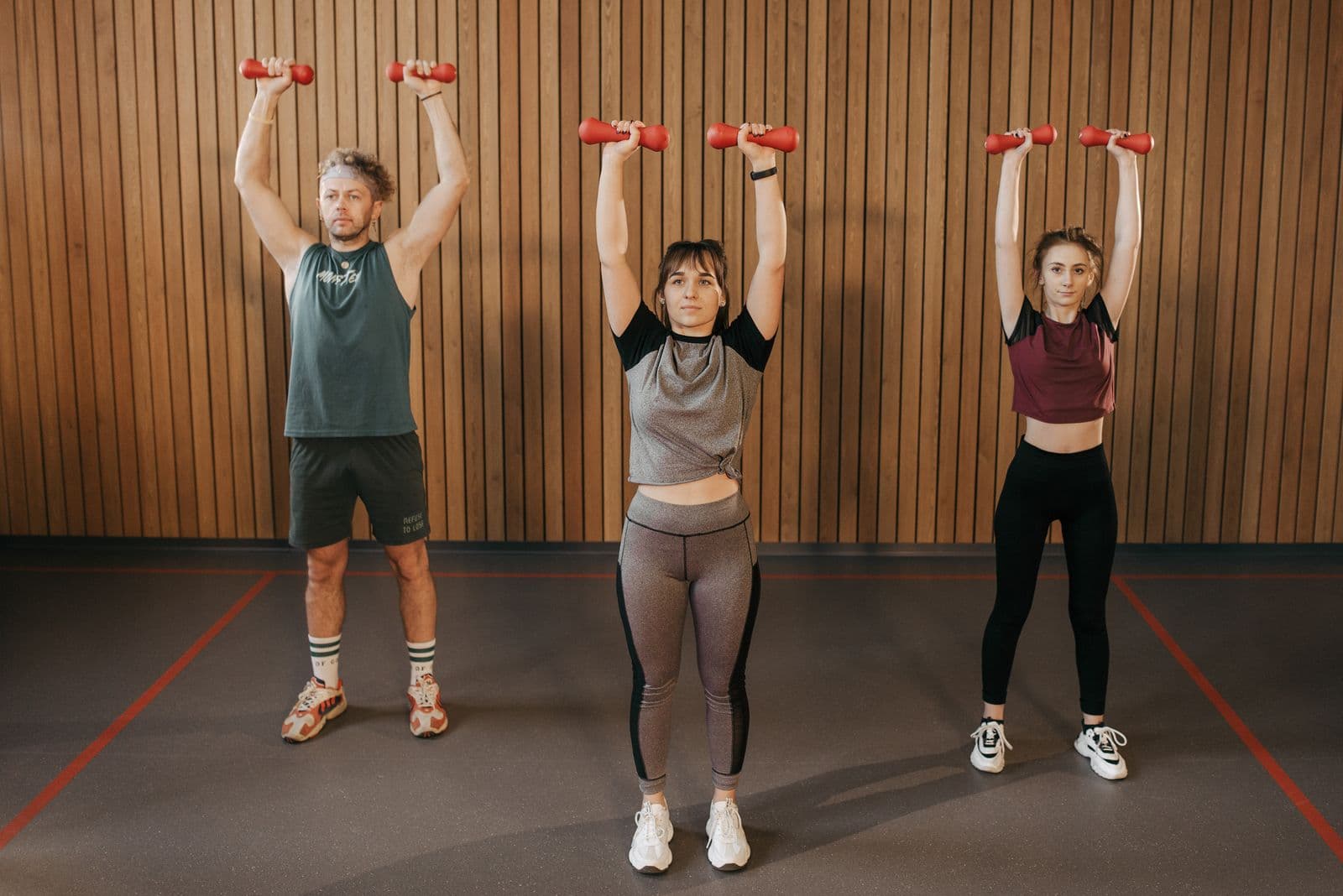 People training in a gym